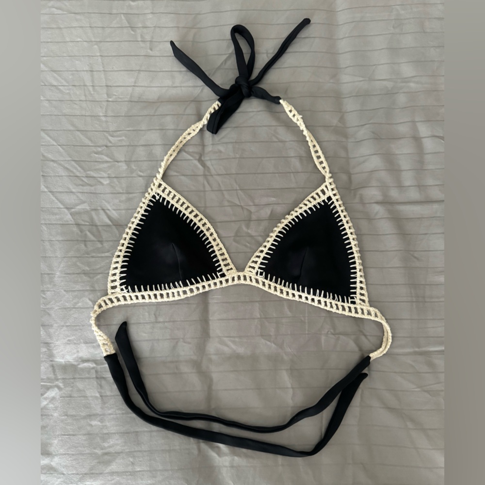 Victoria’s Secret Black Bikini Top with Crochet Detail